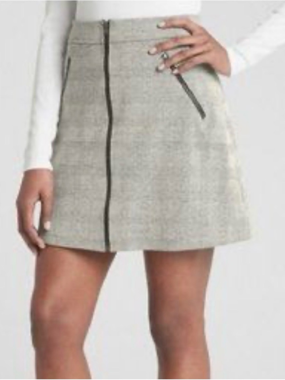 GAP Cream Tweed Mini Skirt with Front Zip b180